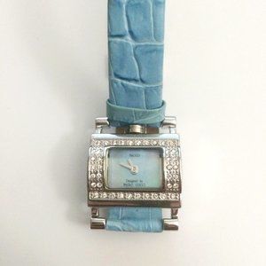 Vintage Paolo Gucci Blue Rhinestone Womens Watch